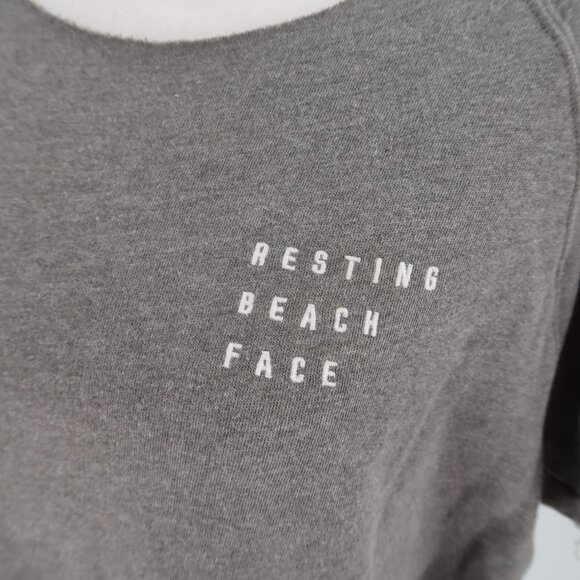 Victoria's Secret Pink Cut off Gray Sweatshirt Lace up Back Resting Beach Face M - Picture 3 of 7